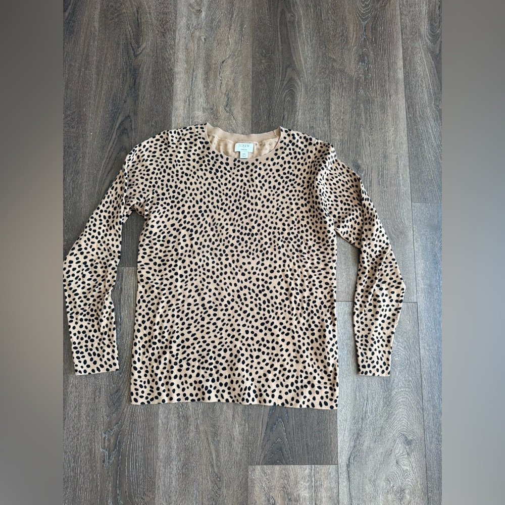 J. Crew Teddy Tan and Black Leopard Dot Sweater, women’s size XS
